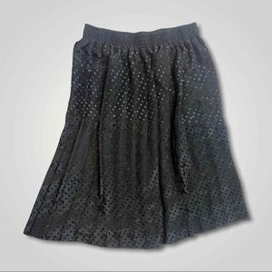 Maggie Barnes Plus Size Black Polka Dot Maxi Skirt Sz 26W Stretchy Waist